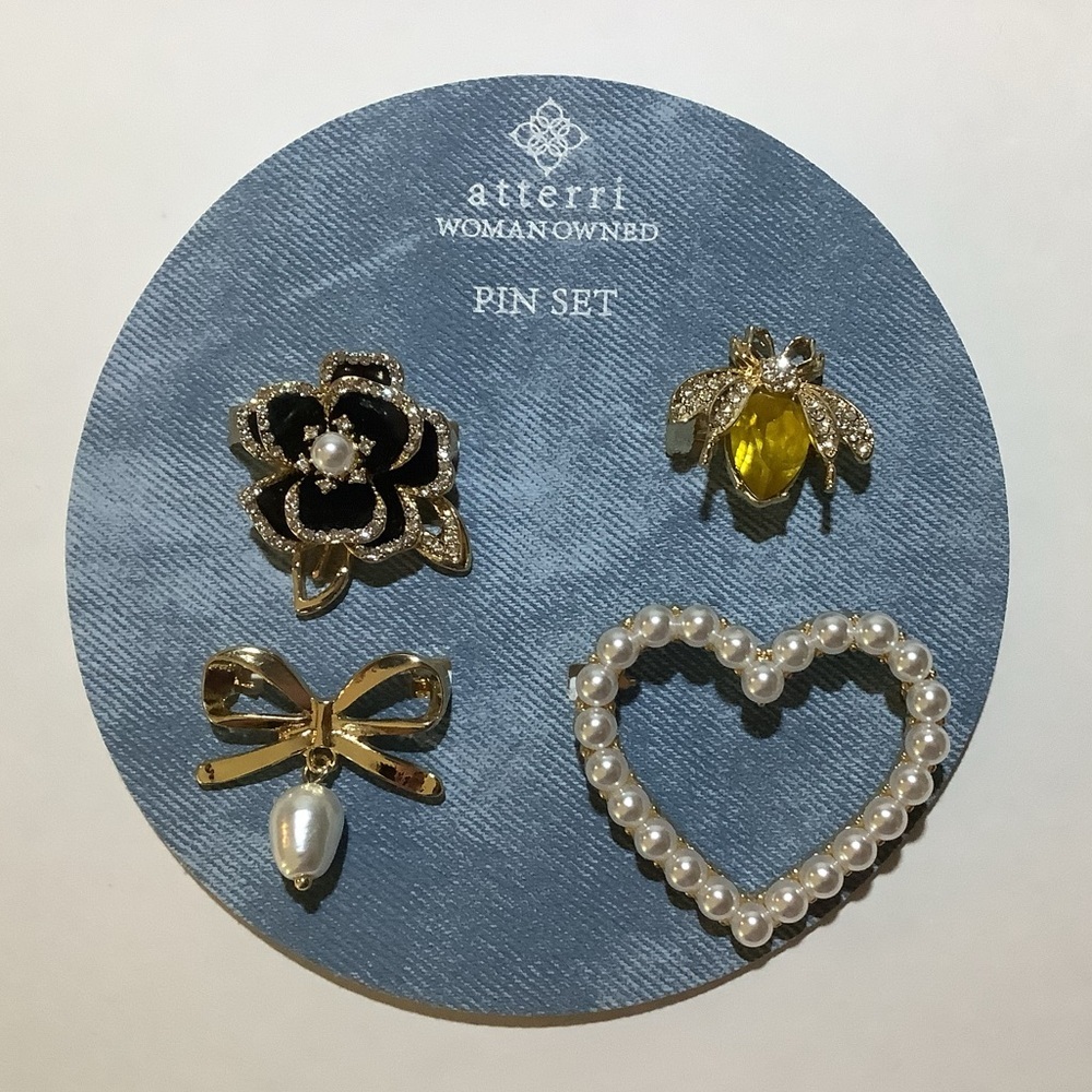 Atterri Brooch Pin Set Of Four New